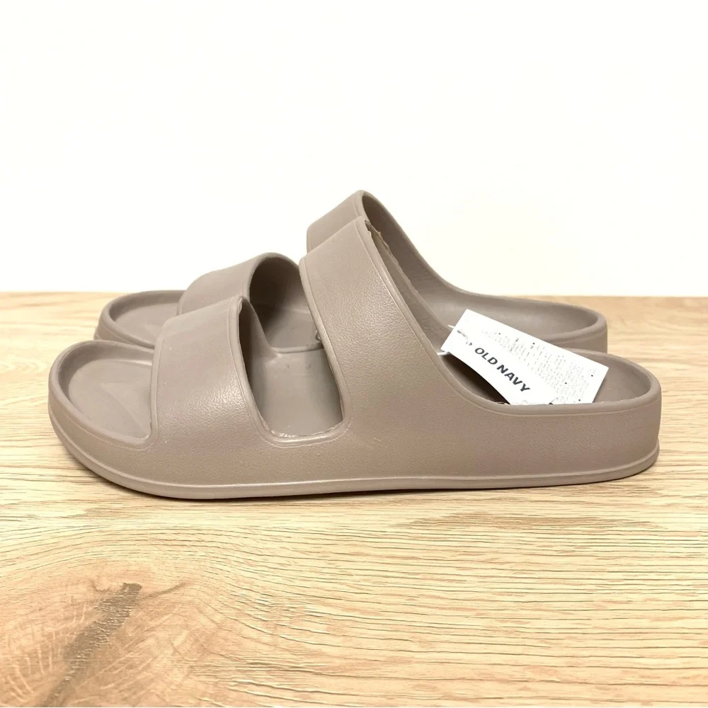 Old Navy Double-Strap EVA Slide Sandals Girls Size 3-4 Taupe Lightweight Summer